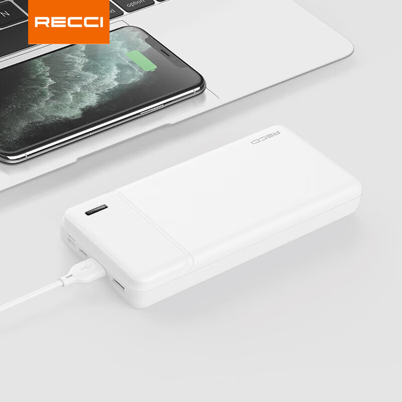 RECCI锐思充电宝一万毫安RPB-N16C/17C支持USB口Type-C输入输出两万毫安多口兼容 白色 20000毫安【RPB-N17C】